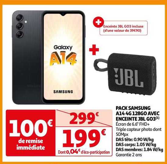 Pack Samsung A14 4g 128go Avec Enceinte Jbl G03