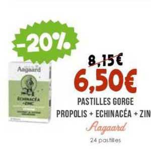 pastilles gorge propolis + echinacéa + zinc aagaard