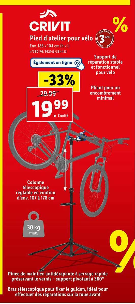 pied d'atelier pour vélo crivit