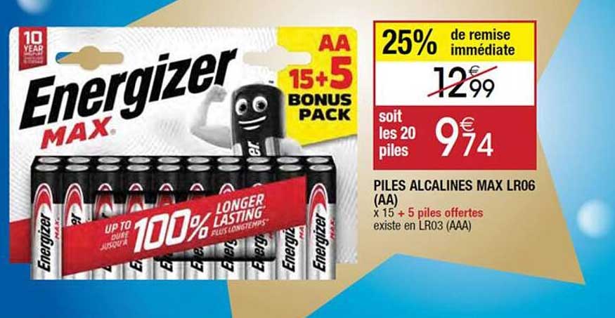 Piles Alcalines Max Lr06 (aa) Energizer