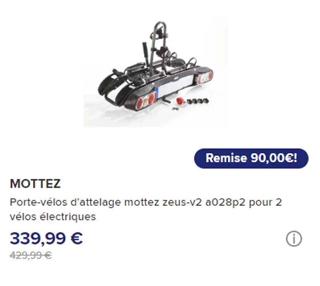 porte-vélos d'attelage mottez zeus-v2 a028p2 pour 2 vélos électriques mottez