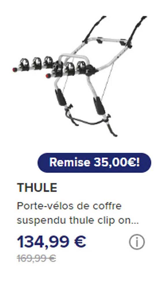 porte-vélos de coffret suspendu thule clip on./