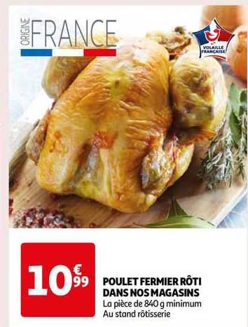 poulet fermier rôti dans nos magasins