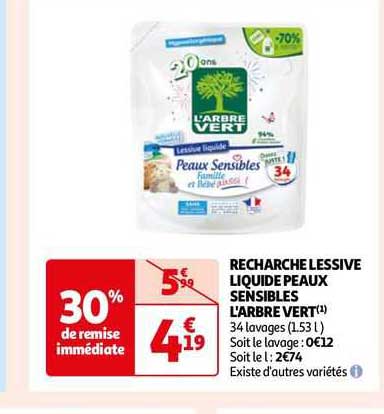 recharge lessive liquide peaux sensibles l'arbre vert