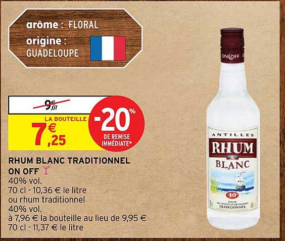 rhum blanc traditionnel on off