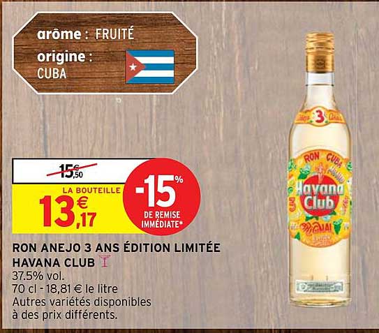 ron anejo 3 ans édition limitée havana club