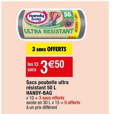 sacs poubelle ultra résistant 50 l handy-bag