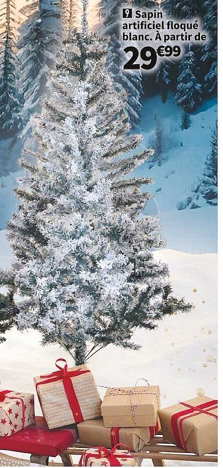 sapin artificiel floqué blanc