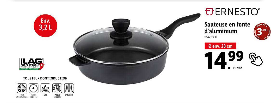 sauteuse en fonte d'aluminium ernesto