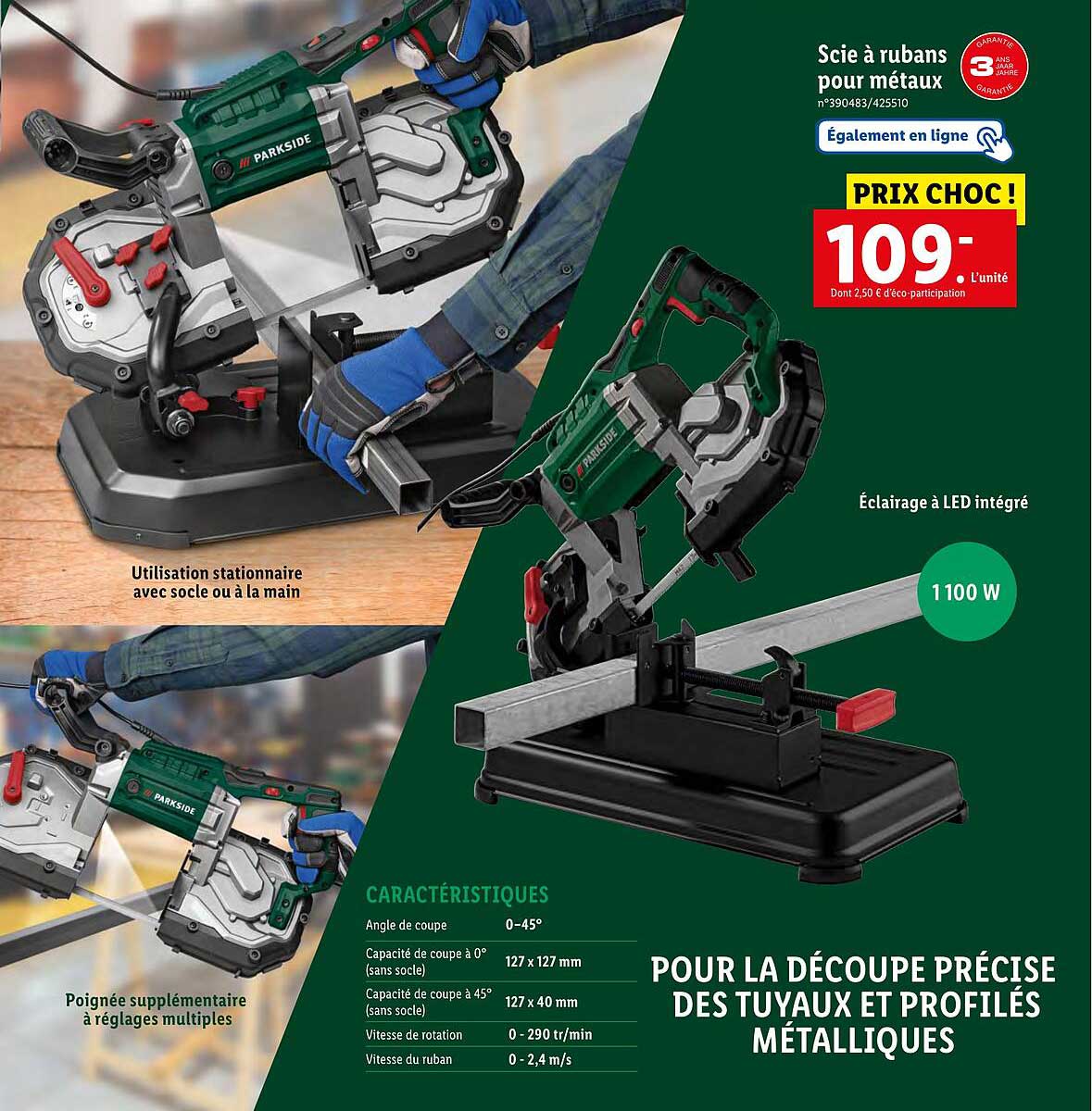 scie à rubans pour métaux parkside