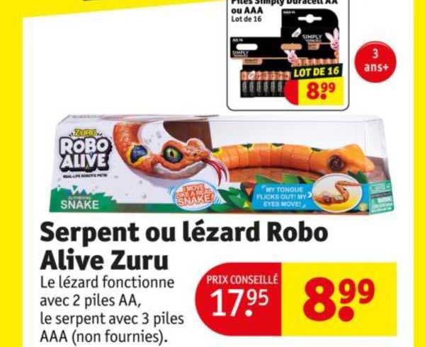 serpent ou lézard robo alive zuru
