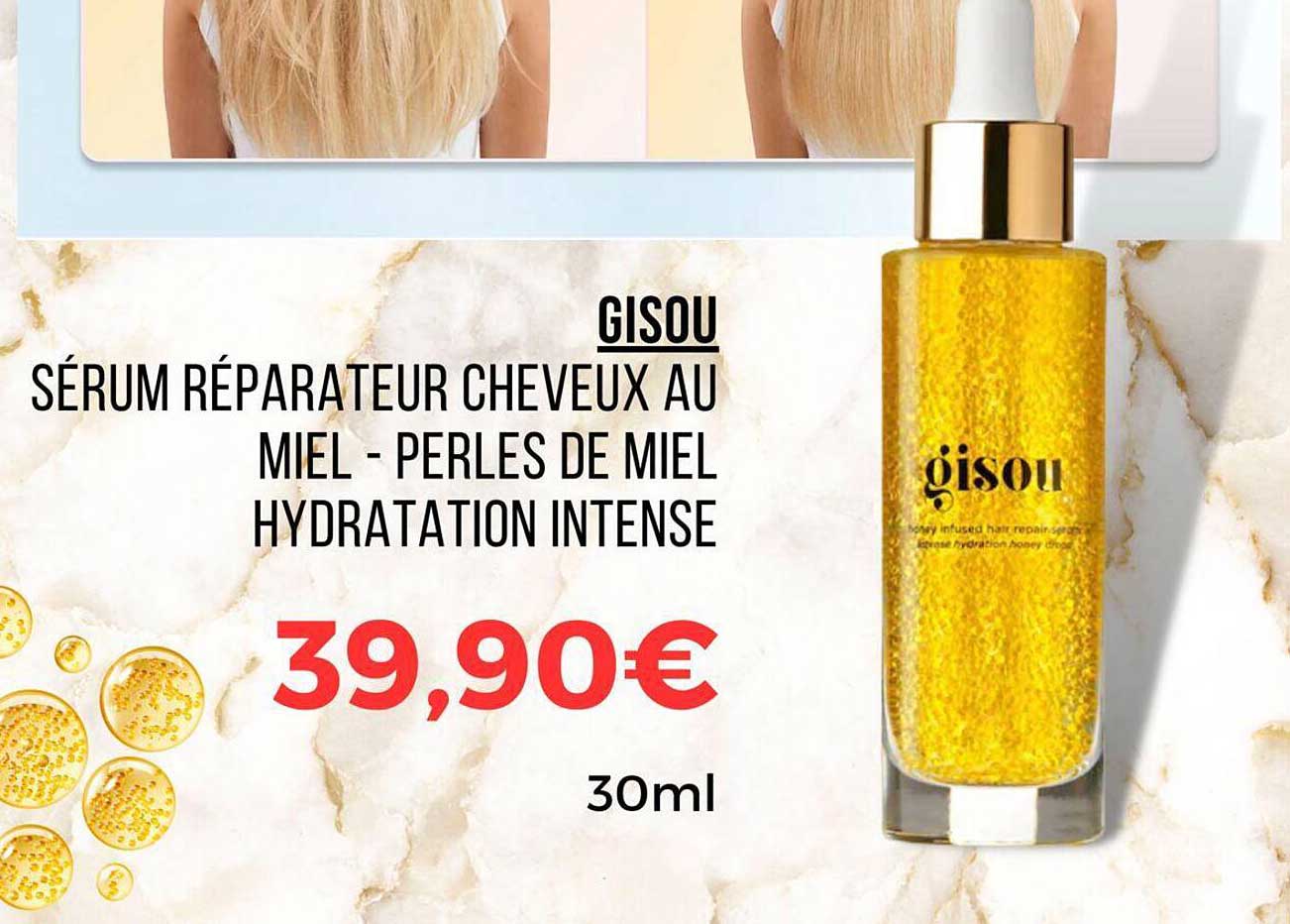 sérum réparateur cheveux au miel - perles de miel hydratation intense - gisou