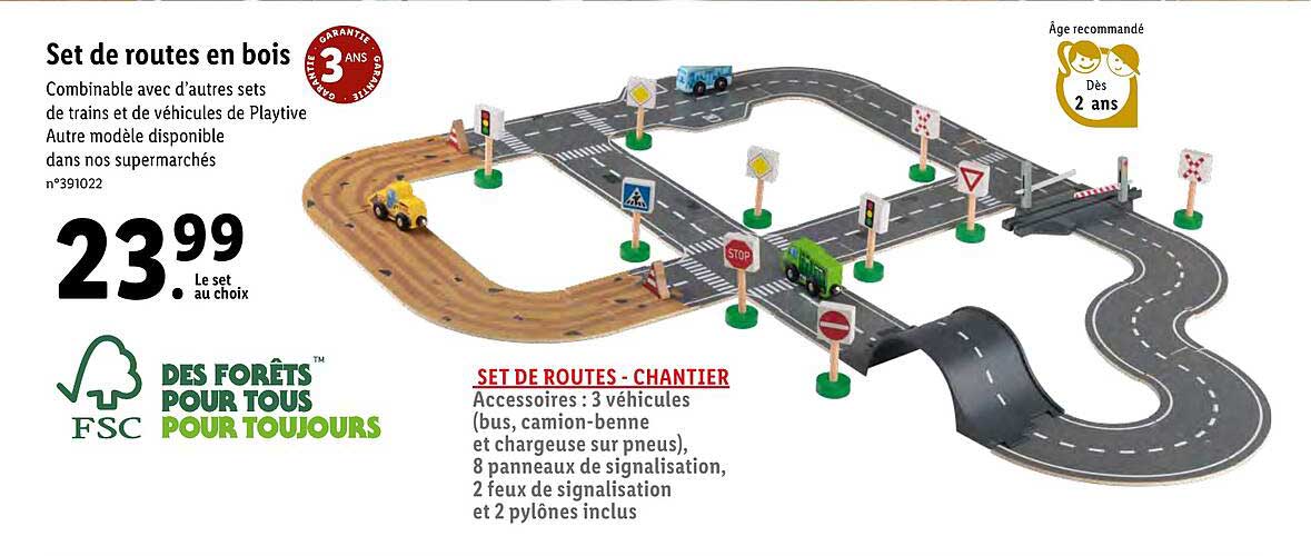 set de routes en bois
