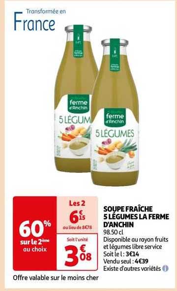 Soupe Fraîche 5 Légumes La Ferme D'anchin