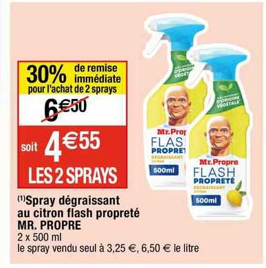 spray dégraissant au citron flash propreté mr. propre