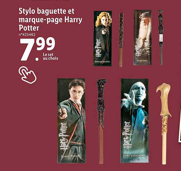 stylo baguette et marque-page harry potter