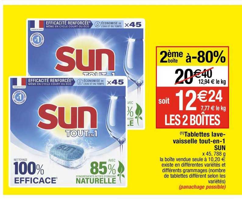 tablettes lave-vaisselle tout-en-1 sun