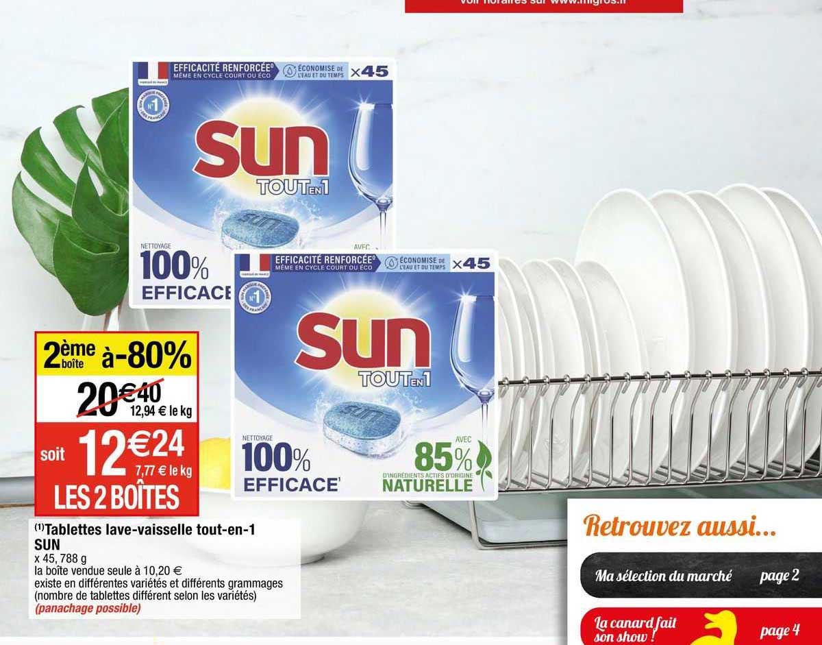 tablettes lave-vaisselle tout-en-1 sun
