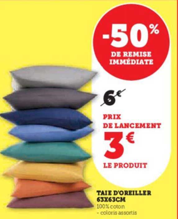 taie d'oreiller 63 x 63 cm