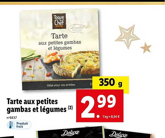 tarte aux petites gambas et légumes toque du chef