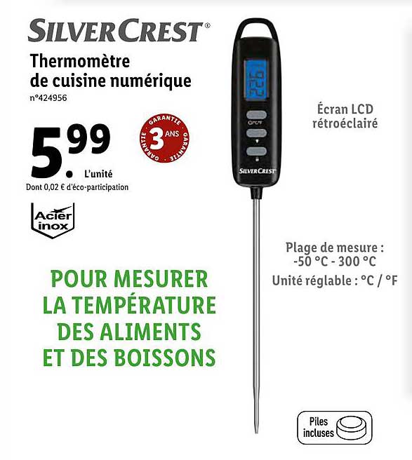 thermomètre de cuisine numérique silver crest