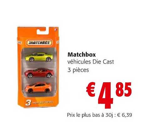 véhicules die cast 3 pièces matchbox