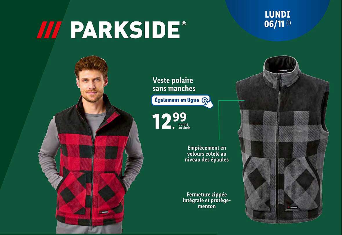 veste polaire sans manches parkside