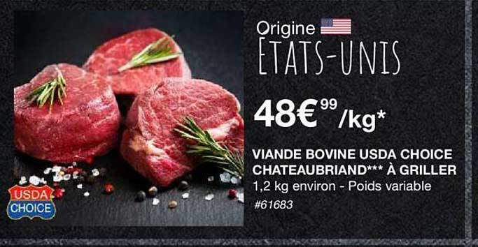 viande bovine usda choice chateaubriand à griller
