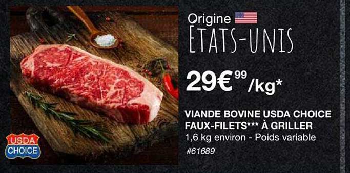viande bovine usda choice faux-filets*** à griller