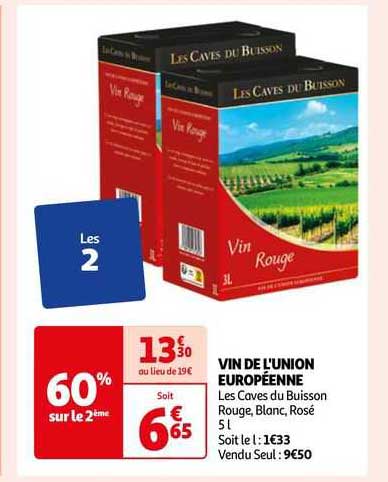 Vin De L'union Européenne Les Caves Du Buisson Rouge, Blanc, Rosé
