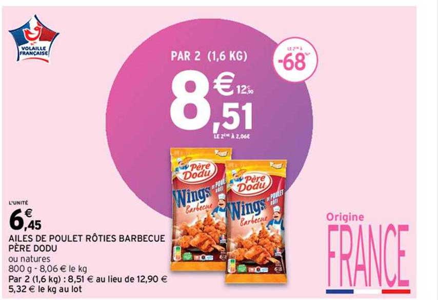 ailes de poulet rôties barbecue père dodu