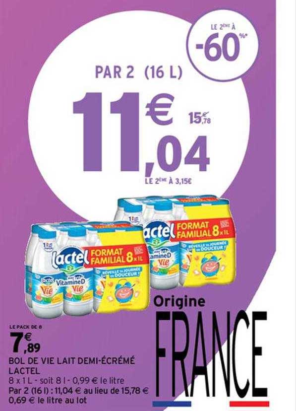 bol de vie lait demi-écrémé lactel