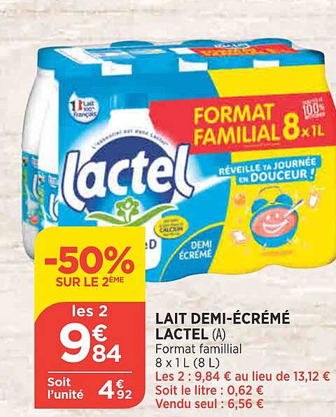 lait demi-écrémé lactel