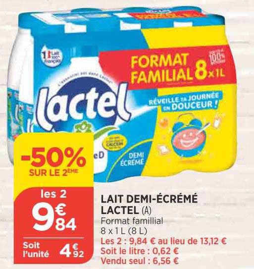 lait demi-écrémé lactel