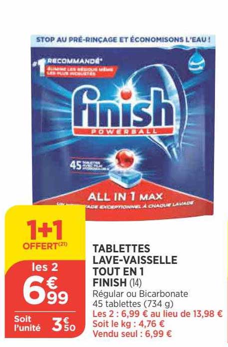 tablettes lave-vaisselle tout en 1 finish