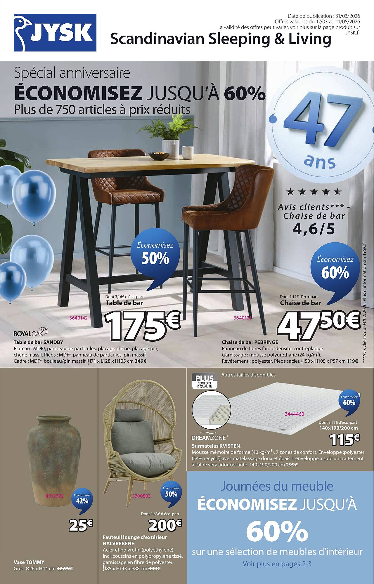 JYSK Catalogue Du 17/03/2026 au 11/05/2026